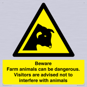 Beware Farm animals can be dangerous. Visitors are advised not to interfere with animals